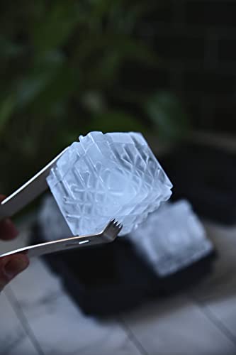 W&P Crystal Ice Tray, Perfect Etched Large Cubes, Slow Melting for Whiskey  and Cocktails, Food Grade Premium Silicone, Dishwasher Safe, BPA Free