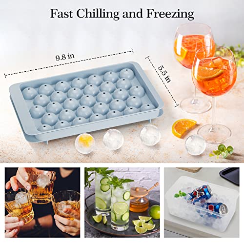 Ice Cube Trays, Sphere Whiskey Ice Ball Maker with Lids & Large Round Ice  Cube Molds for Cocktails & Bourbon - Reusable